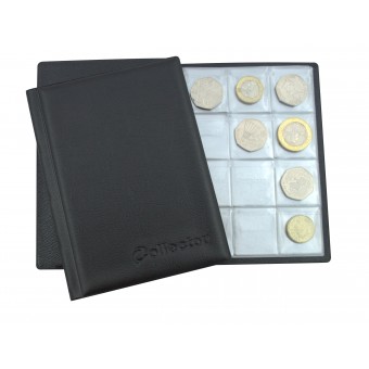 BLACK COLLECTOR COIN ALBUM for 96 coins perfect for 50p and £1 £2 ‎€1 €2 BOOK