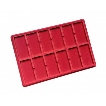 Red Coin Tray for 12 Coins Coin Medals Medal Transparent Cover Space 46 x 96 mm /P12M