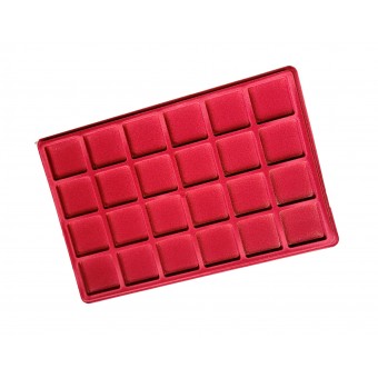 Red Coin Tray for 24 Coins Capsules Transparent Cover Space 46 x 46 mm /P24
