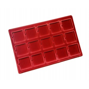 Red Coin Tray 15 Coins in Self Adhesive Holders Flips with Transparent Cover H15