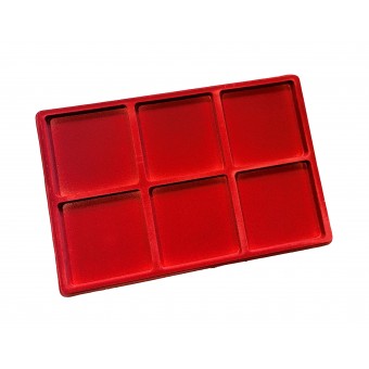 Red Tray 6 Coins Cased Case Coin Medals Medal Cover Spaces 95 x 95 mm /P6