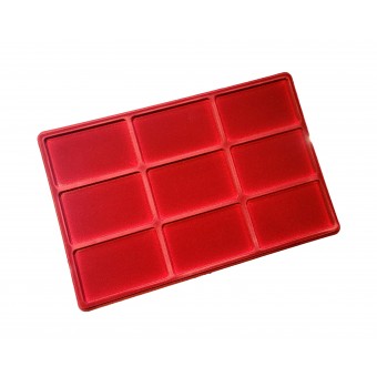 Red Coin Tray for 9 Coins Medals Medal Transparent Cover Space 62 x 102 mm /P9J