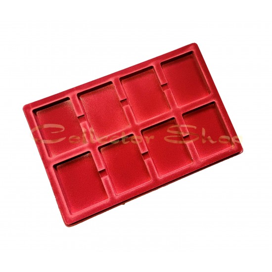 Red Coin Tray for 8 Coins Medals Medal Transparent Cover Space 65 x 85 mm PGR