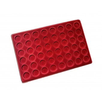 Red Coin Tray for 48 Coins in Capsules with Transparent Cover Space 27mm /PO48
