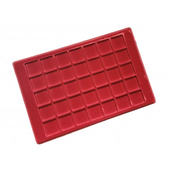 Red Coin Tray for 35 Coins Capsules Transparent Cover Space 35 x 35 mm /P35