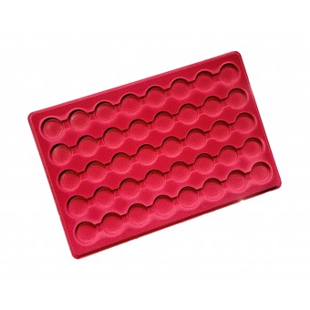 Red Coin Tray for 40 Coins in Capsules with Transparent Cover Space 32mm /PO40