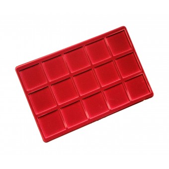 Red Coin Tray for 15 Coins Capsules Transparent Cover Space 57 x 57 mm /P15