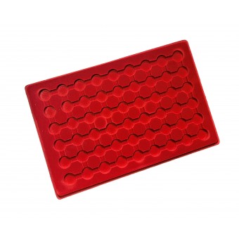 Red Coin Tray for 54 Coins in Capsules with Transparent Cover Space 22.5mm /PO54
