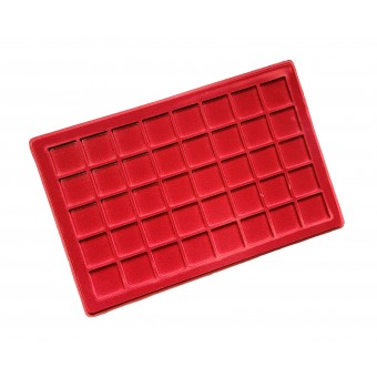Red Tray for 40 Coins Coin Medals Medal Transparent Cover Space 34 x 34 mm /P40