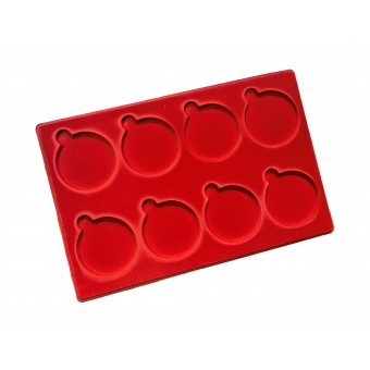 Red Coin Tray for 8 Coins in Capsules with Transparent Cover Space 70 mm /PPAP