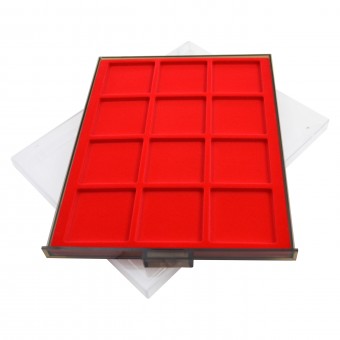 Coin Box Drawer Tray for 12 Coins Quadrum 63mm square holes - medals /16